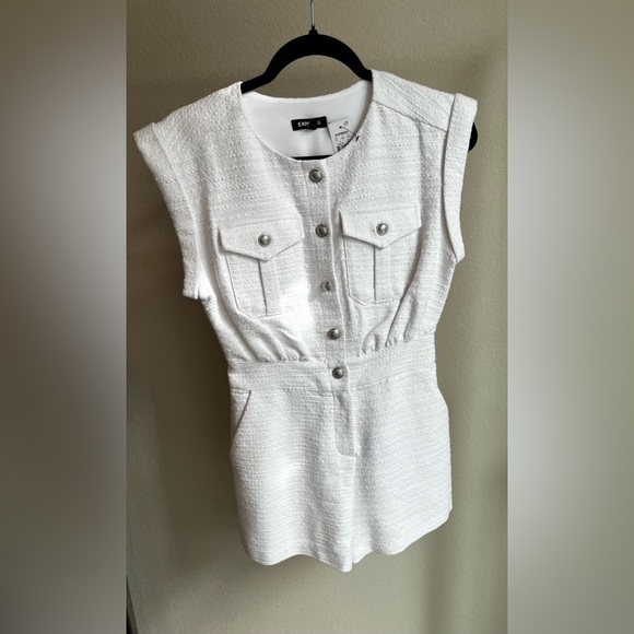 Express Textured White Button-Up Top - Picture 1 of 7